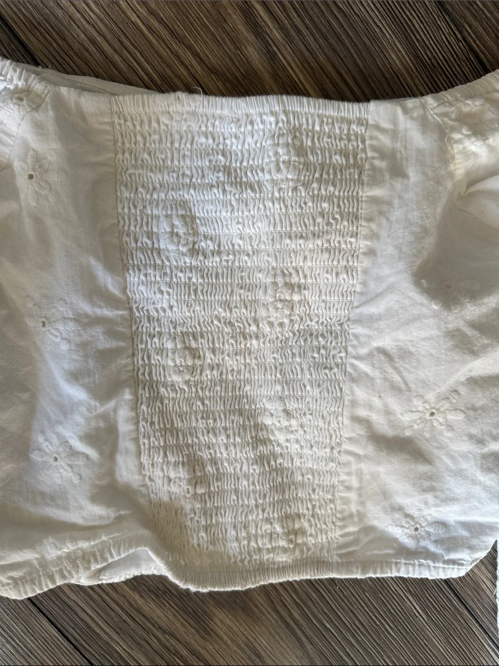 Free People White Eyelet Off Shoulder Milkmaid Peasant Crop Top Boho XS/S